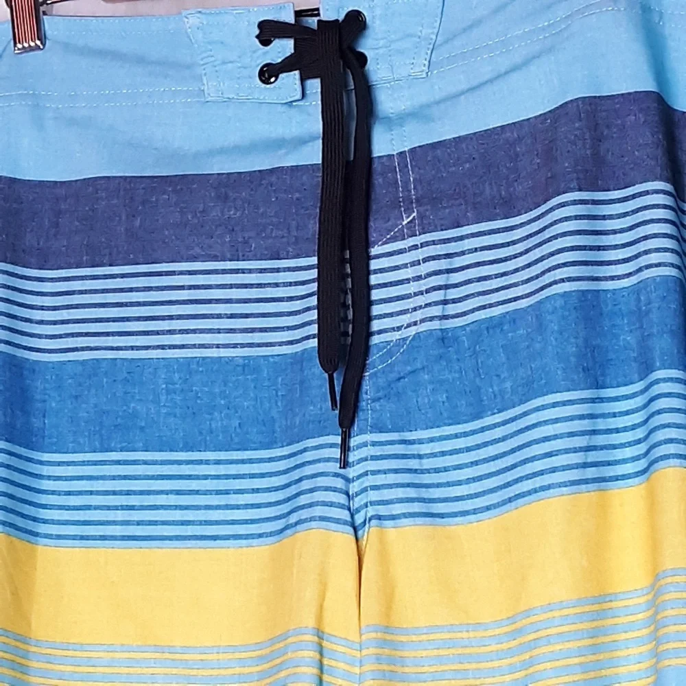O'Neill Blue and Yellow Stripe Swim Board Shorts sz 40